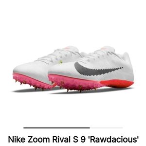 Nike Zoom Rival S 9 spikes size 4.5 women's/ 3 men's in white/black-black